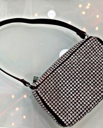 Borsa a bauletto di strass