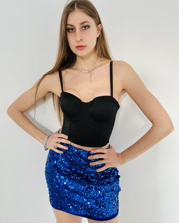 Gonna paillettes blu elettrico