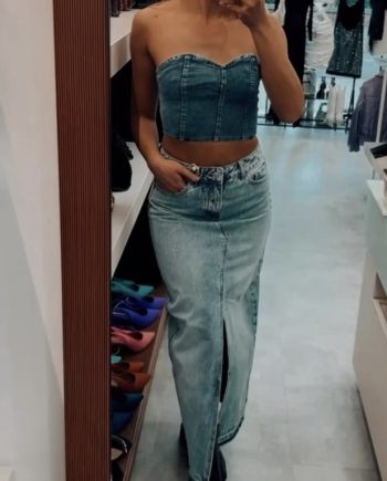 Gonna lunga di jeans colore chiaro