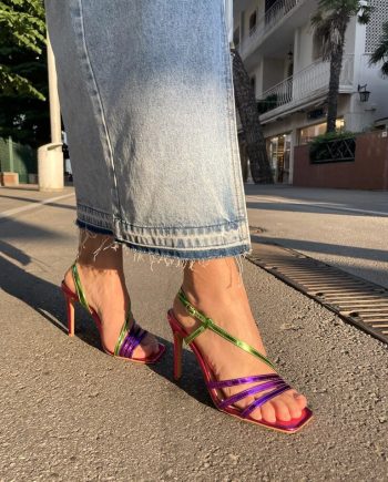 Sandali multicolor con fuxia, verde e viola