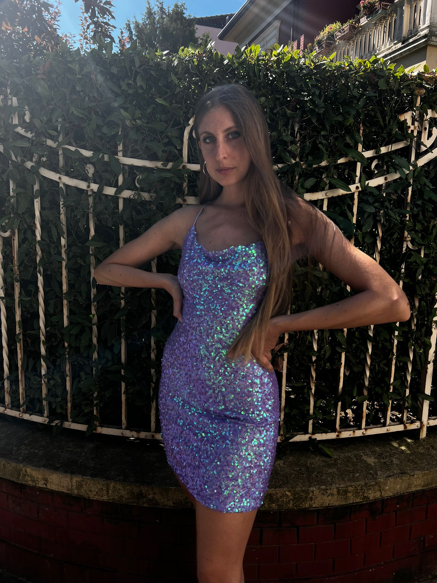 Abitino viola boreale con paillettes