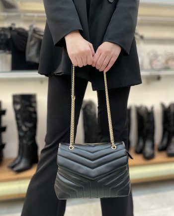 Borsa trapuntata in ecopelle con patta