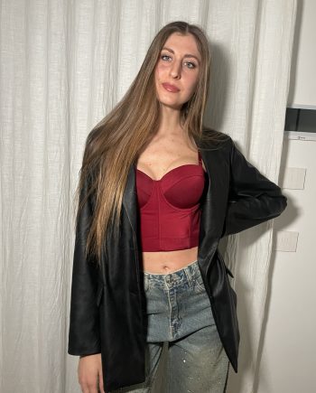 Blazer in ecopelle nero