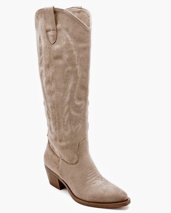 Stivali texani gambale alto effetto scamosciato beige