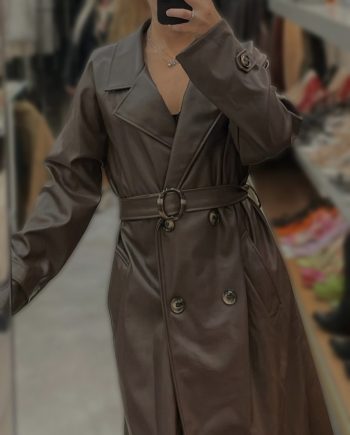 Trench in ecopelle marrone scuro