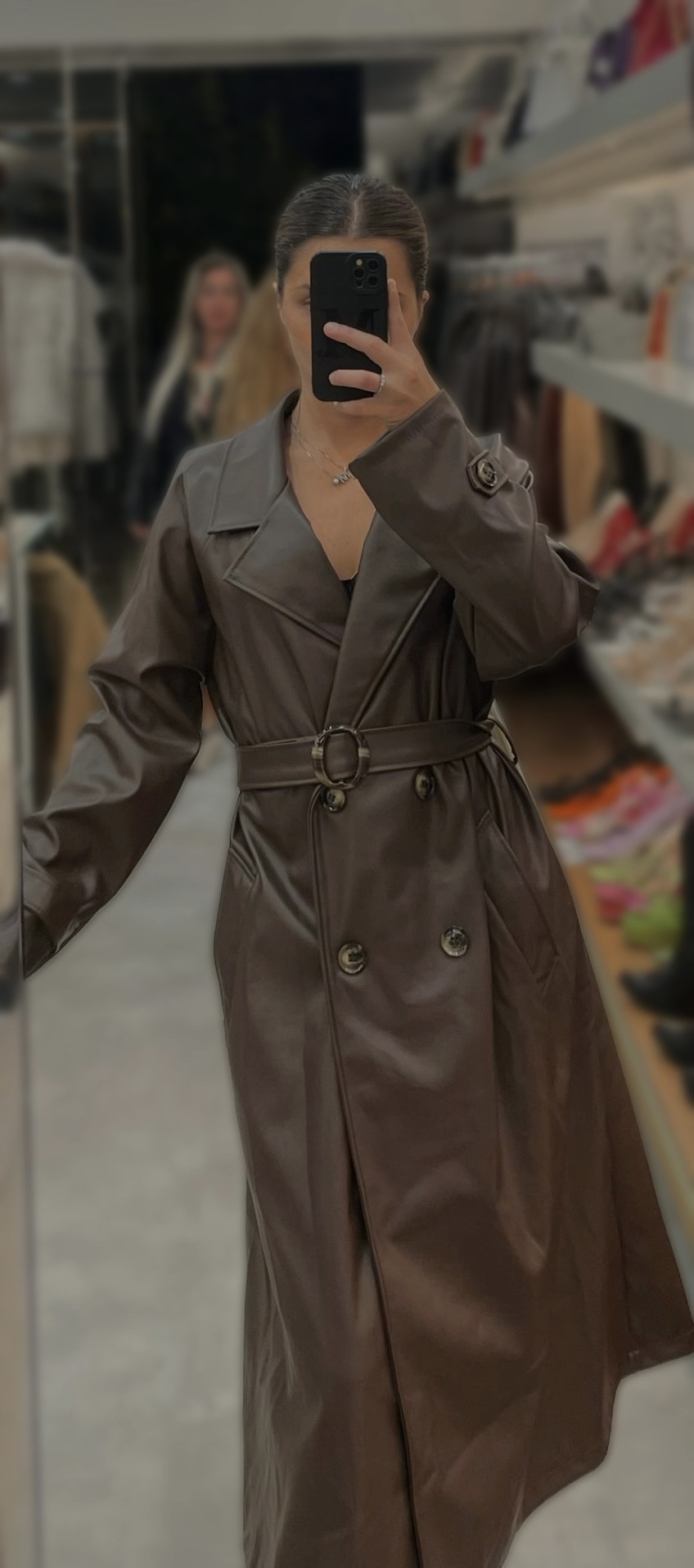 Trench in ecopelle marrone scuro