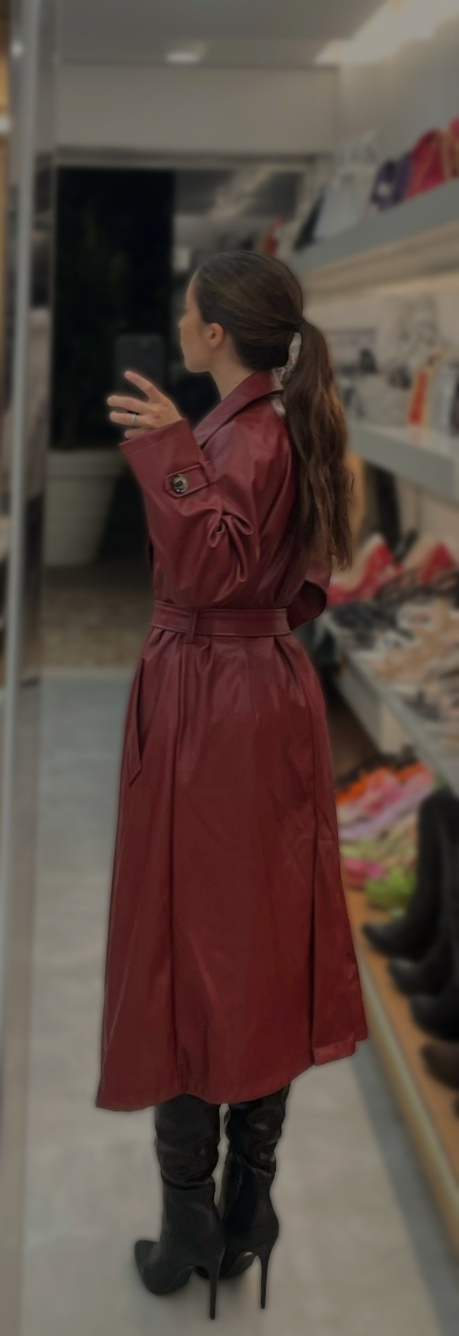 Trench in ecopelle bordeaux