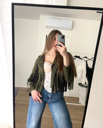 Giacca con frange verde militare